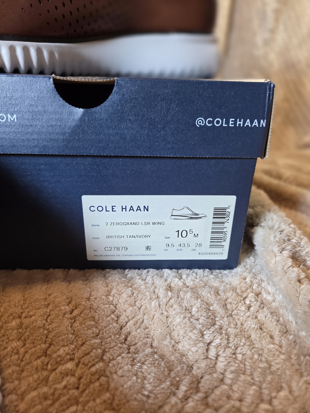 Cole Haan Men’s Brown Leather Perforated Derbys with White Sole - Picture 3 of 6